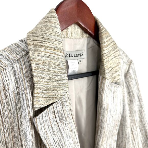 A la Carte Medium Sparkly Silver Wearable Art Jacket Blazer Blouse Shirt Top - Picture 4 of 9